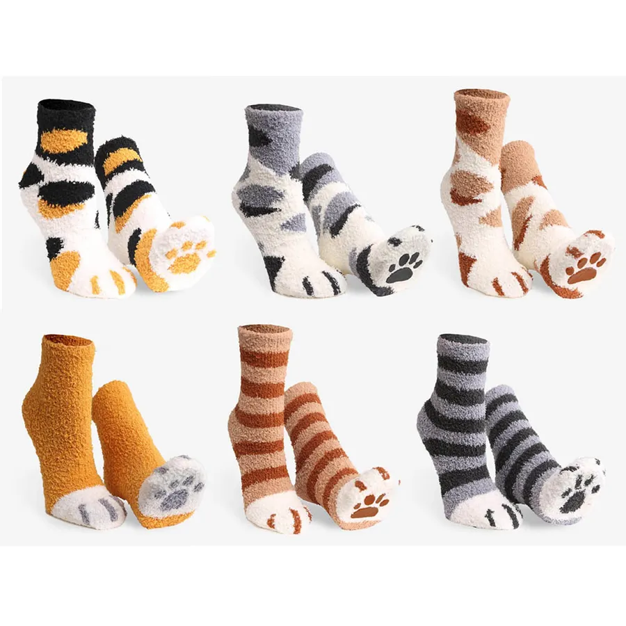 Cat Paw Pattern Socks - Ultra Soft Microfiber, One Size — wholesale Apparel & Accessories by the case