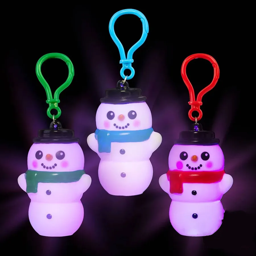 Snowman Light-Up Colorful BackPack Clip- Assorted — wholesale Bags & Backpacks by the case