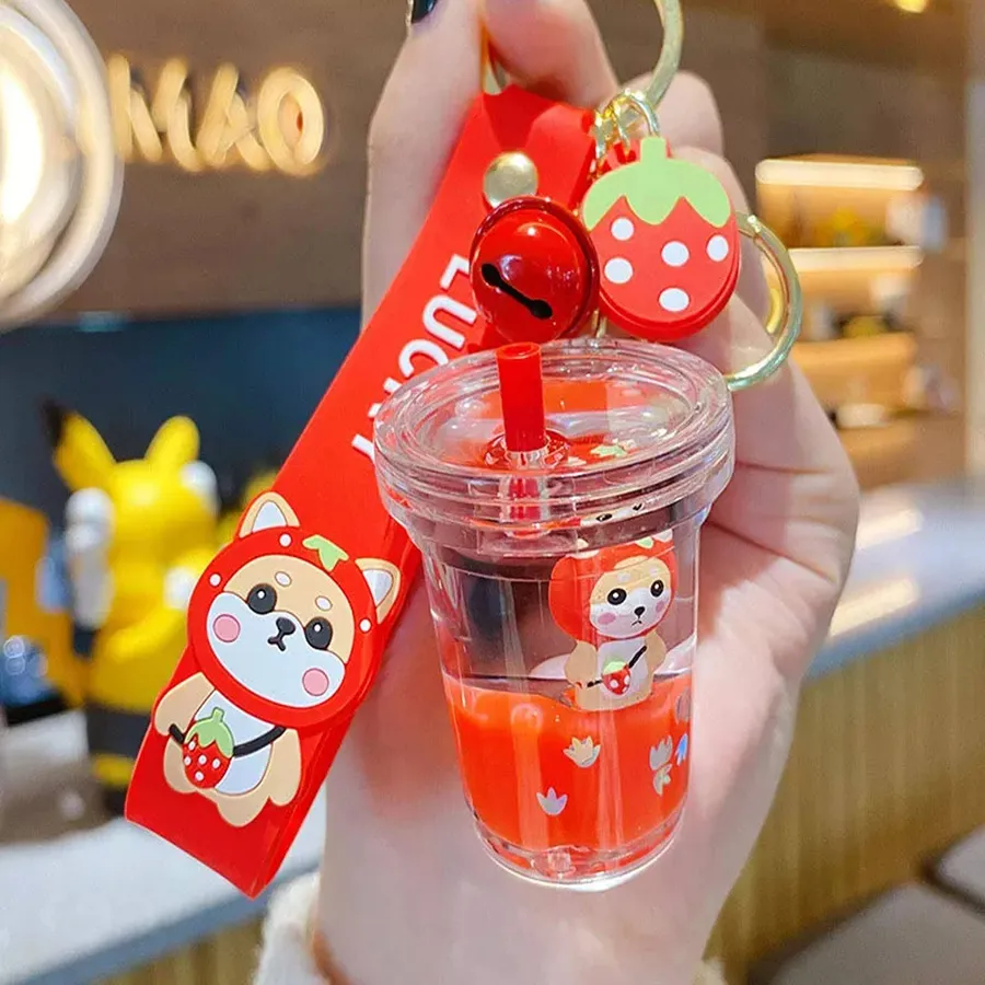 Kids Cup Shaped Liquid Filled Keychains — wholesale Keychains & Charms by the case