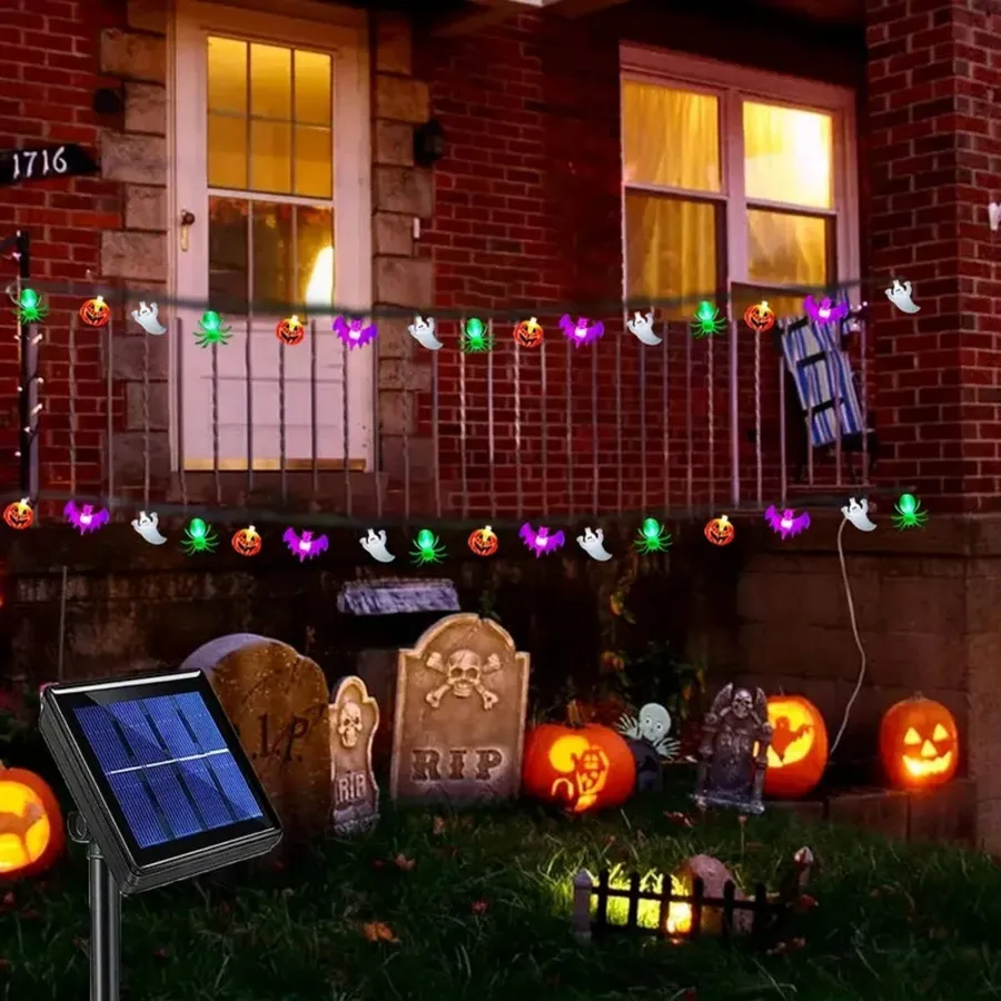 30LED Solar String Lights – Pumpkin & Ghost — wholesale Home & Décor by the case