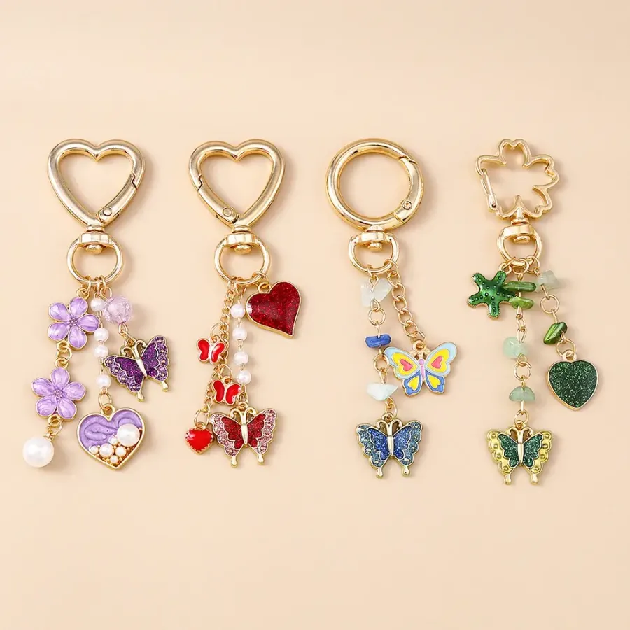 Cute Enamel Flower & Butterfly Keychain – Easter Assorted — wholesale Keychains & Charms by the case
