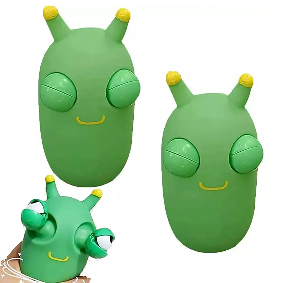 Squishy Toy Green Worm Eye Squeeze Caterpillar - Sensory Fidget Toy — wholesale Fidgets & Sensory by the case