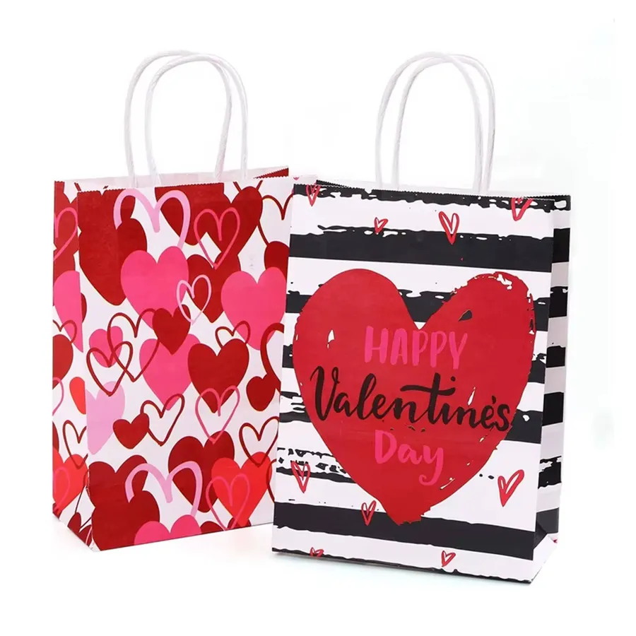 Back To School Valentine Themed Printed Heart Gift Bags — wholesale Seasonal & Holiday by the case