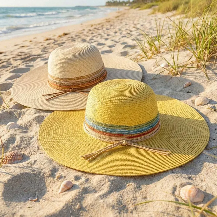 Multiple Band Wide Brim Straw Sun Hat - Assorted — wholesale Apparel & Accessories by the case
