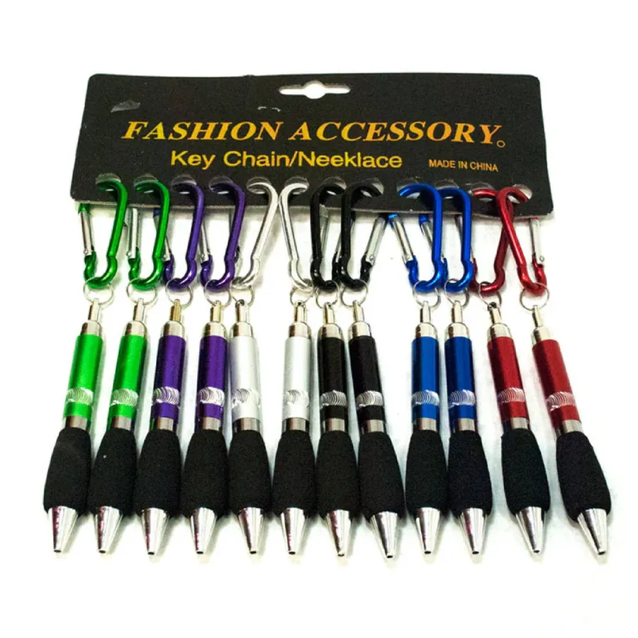 Utility Keychain with Pen - Anodized Aluminum Snap Clip, 12-Pack — wholesale Keychains & Charms by the case