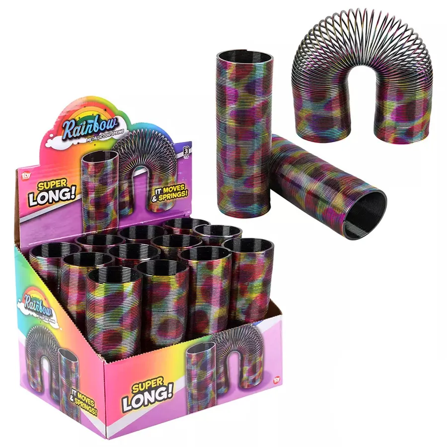 Rainbow Coil Spring Toy - Metallic Slinky Style, Extra Long — wholesale Toys & Games by the case