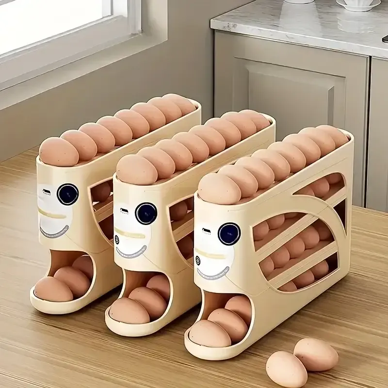 Rolling Egg Dispenser - 4-Layer Gravity Fridge Organizer, Holds 30 Eggs — wholesale Kitchen & Drinkware by the case
