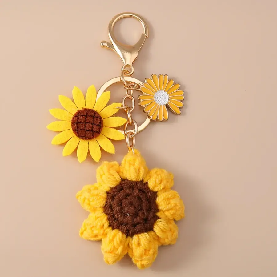Crochet Sunflower Keychain Set – Cute Gift Bulk — wholesale Keychains & Charms by the case