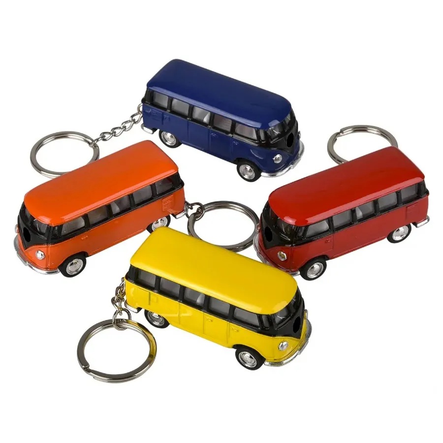 Pull Back Bus Keychain - Assorted — wholesale Keychains & Charms by the case
