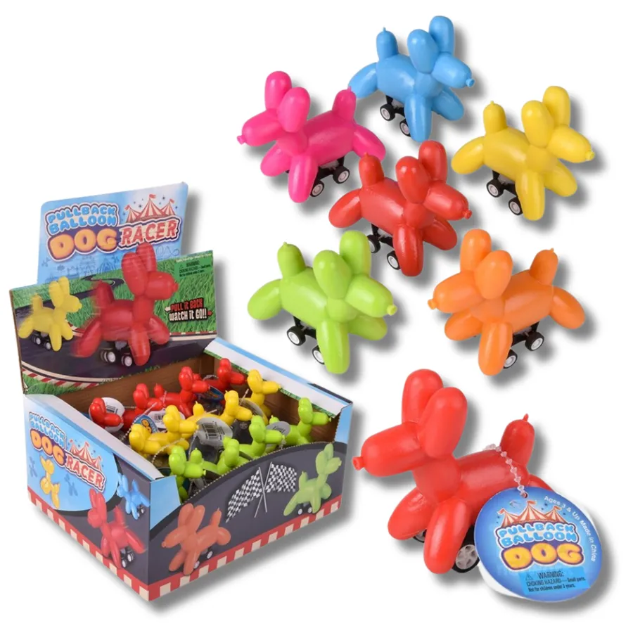 Pull Back Racing Balloon Dog Kids Toy — wholesale Party & Gifts by the case