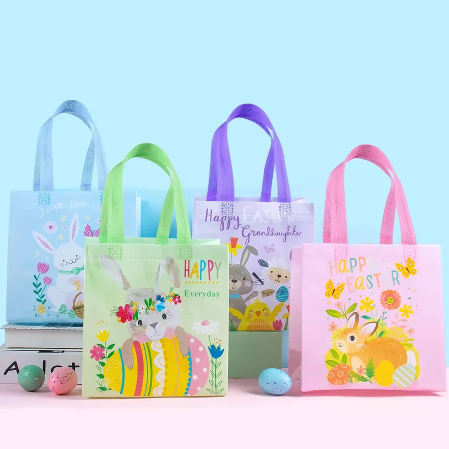Easter Bunny Fabric Gift Bags - Reusable Assorted Pastel, 23x22cm — wholesale Seasonal & Holiday by the case