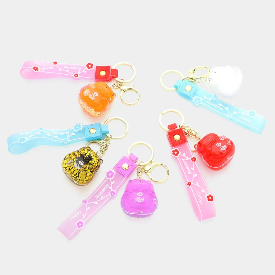 Kawaii Cat Keychain - Festive Silicone Wrist Strap Bag Charm — wholesale Keychains & Charms by the case