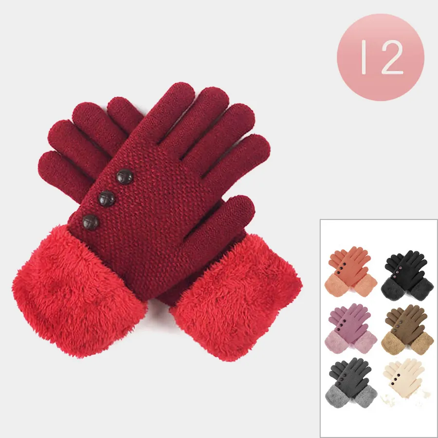 Faux Fur Lined Winter Gloves - Assorted Valentine's Designs, One Size — wholesale Seasonal & Holiday by the case