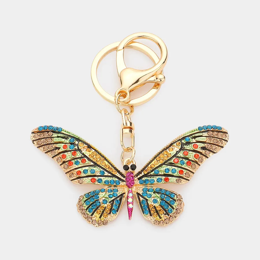 Rhinestone Butterfly Keychains In Bulk — wholesale Keychains & Charms by the case