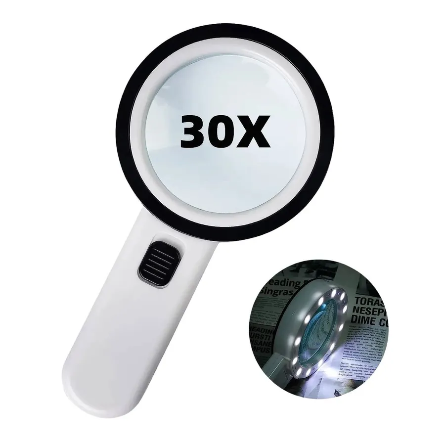 Handheld Magnifying Glass 30x LED | Reading Aid — wholesale More Wholesale Goods by the case