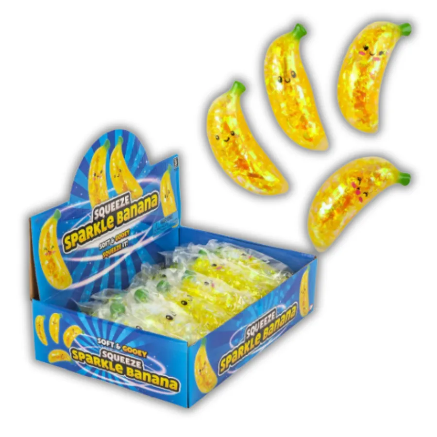 Yellow Squeeze Sparkle Banana Fidget Kids Toy — wholesale Fidgets & Sensory by the case