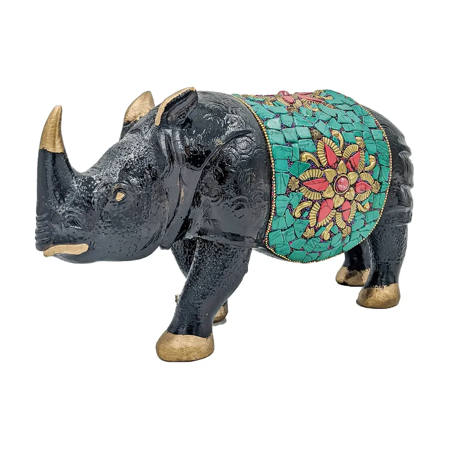 Wooden Rhinoceros Figurine - Hand-Carved Decorative Statue — wholesale Home & Décor by the case