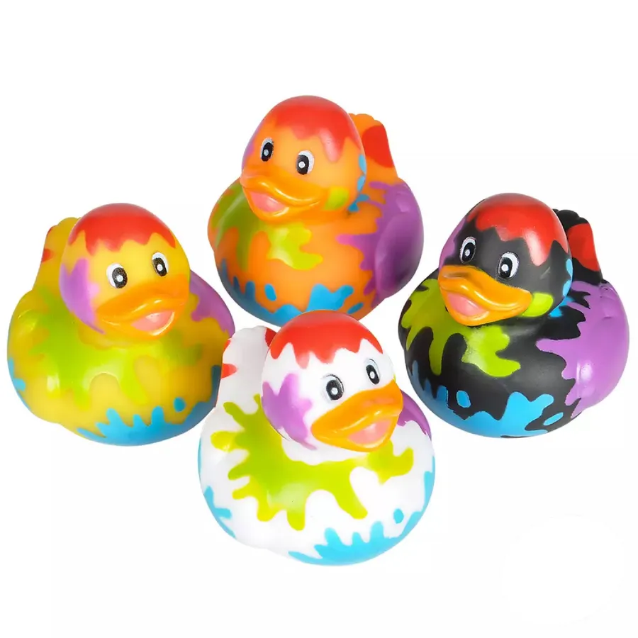 Colorful & Quirky 2-Inch Paint Splattered Ducks — wholesale Toys & Games by the case