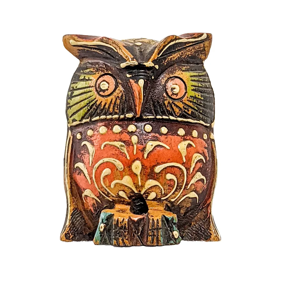 Wooden Owl Figurine - Handcrafted Antique Style, 3-Inch — wholesale Home & Décor by the case