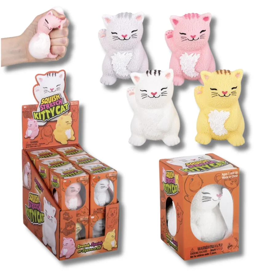 Squishy Toys Cat Stretch Fidget - Kids Sensory Toy, Assorted — wholesale Fidgets & Sensory by the case