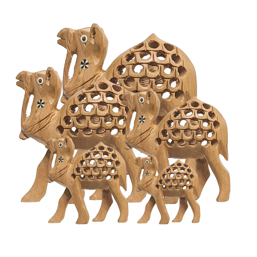 Wooden Camel with Jali Work Figurines — wholesale Home & Décor by the case