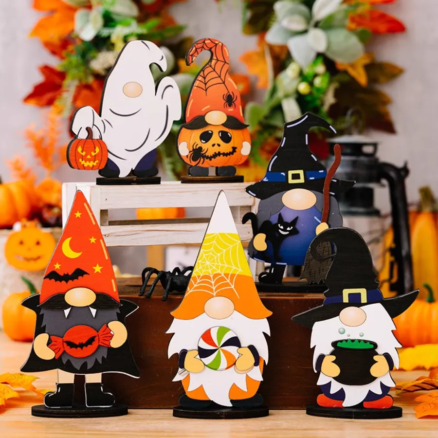 2907BA H3 New Halloween Decorations Ghost Festival Creative Small Ornaments Wooden Dwarf Ghost Atmosphere Ornaments — wholesale Seasonal & Holiday by the case