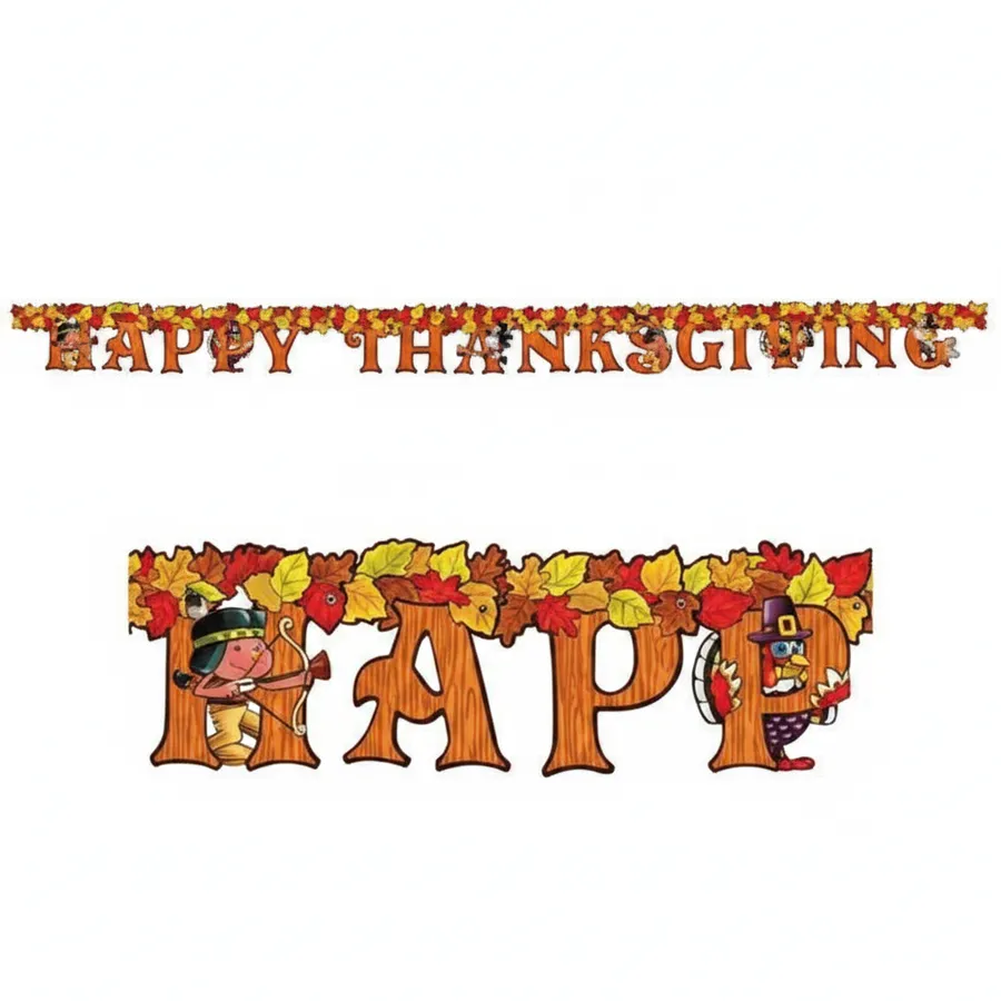 Multicolored Thanksgiving Streamer Garland - Fall Decor and Autumn Holiday Mantel Decor (5" x 6') — wholesale Seasonal & Holiday by the case