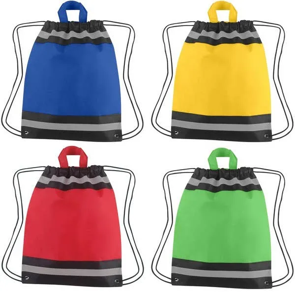 Reflective Sports Backpack - Water-Resistant Drawstring Bag, Small — wholesale Bags & Backpacks by the case