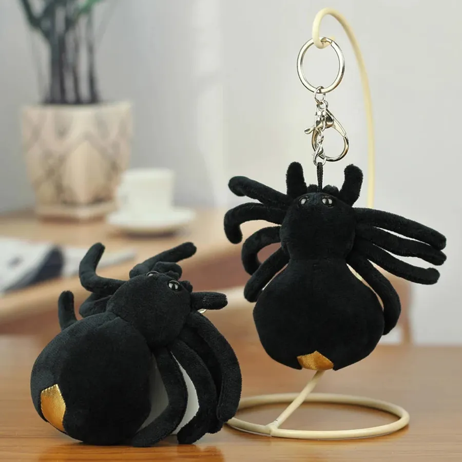 Plush Spider Keychain - Cute Black Gothic Bag Charm, 4.3 in — wholesale Plush & Squishies by the case