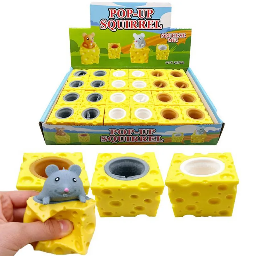 Kids Pop-up Rat Cheese Squishy Toys - Assorted — wholesale Plush & Squishies by the case