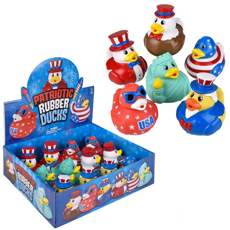 Patriotic Rubber Duck Fidget Kids Toy- Assorted — wholesale Fidgets & Sensory by the case