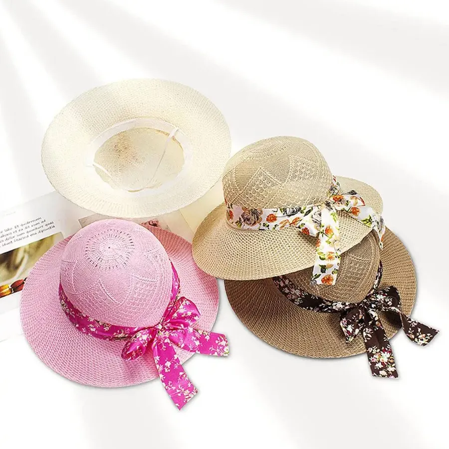Wide Brim Straw Hat For Women's - Assorted — wholesale Apparel & Accessories by the case