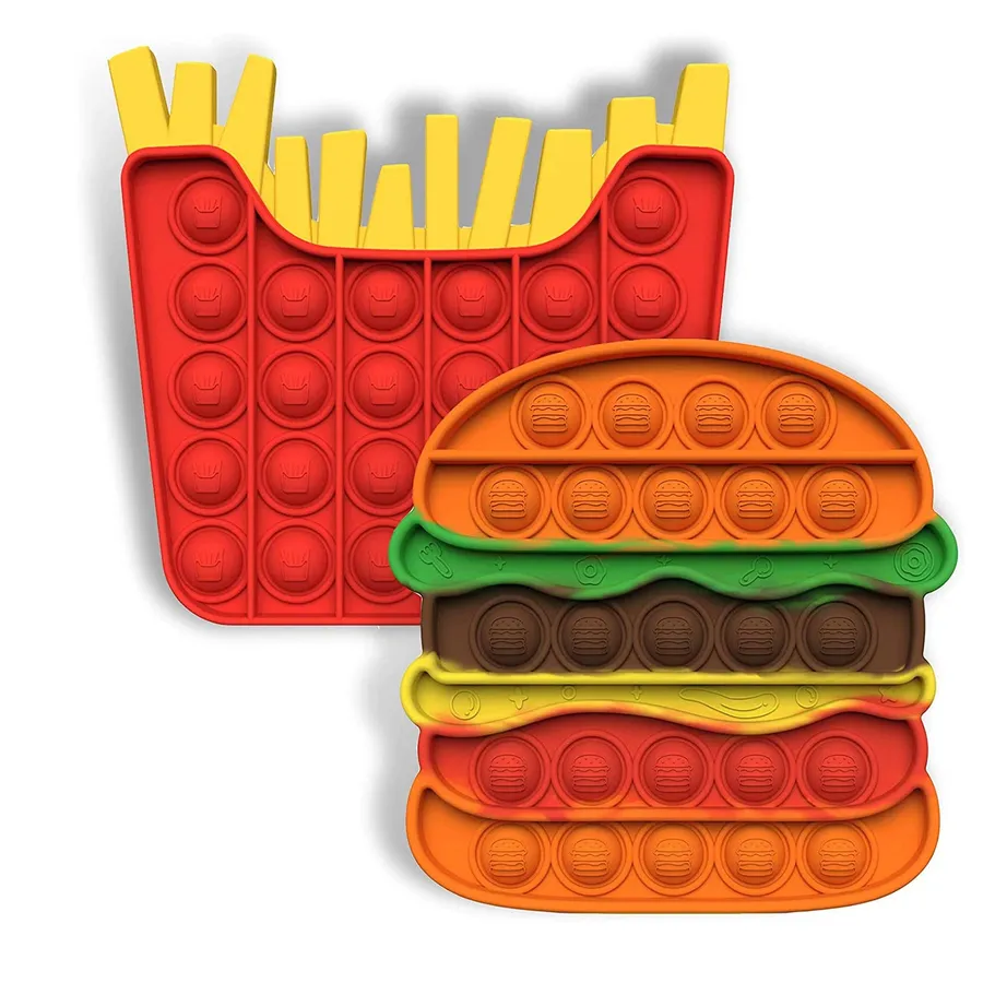 Burger Shaped Pop It Push Bubble Toy — wholesale Fidgets & Sensory by the case