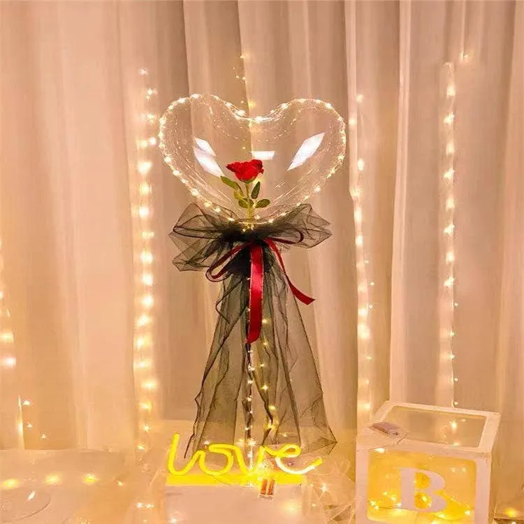 Glowing Love Heart Balloon Rose Bouquet - Assorted — wholesale Party & Gifts by the case