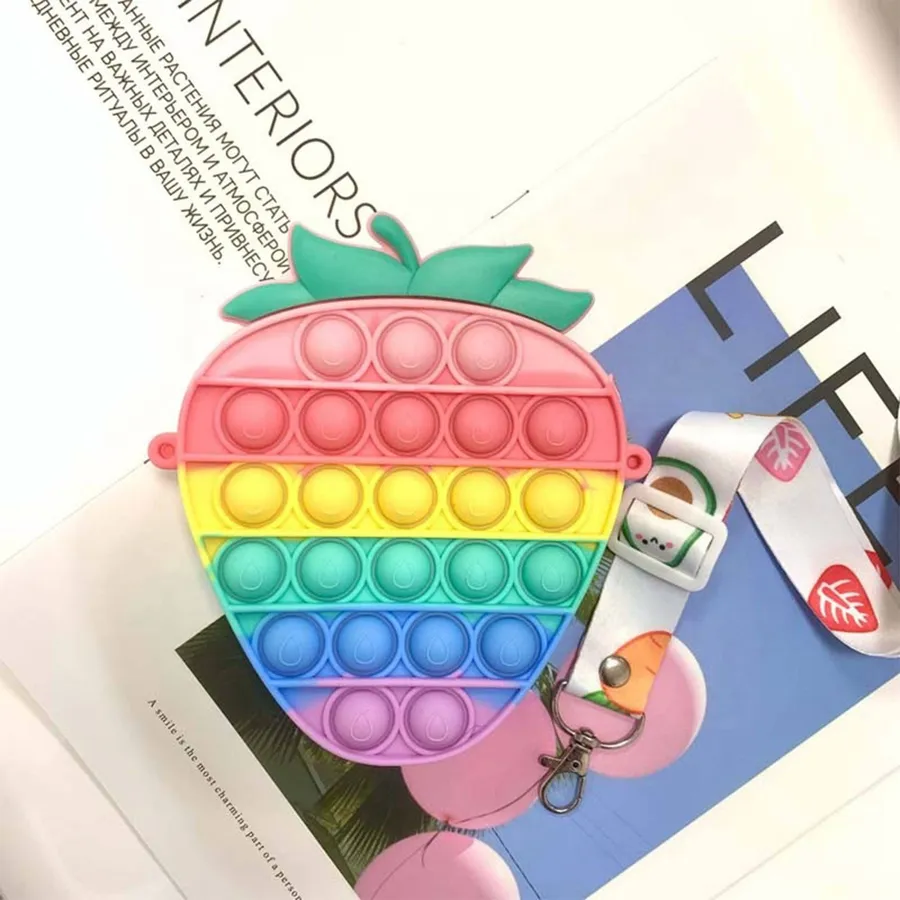 Pop It Fidget Toy - Rainbow Strawberry Silicone, 3-Pack — wholesale Fidgets & Sensory by the case