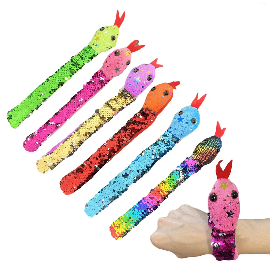 Easter Basket Stuffers Snake Slap Bracelets - Reversible Sequin, 12-Pack — wholesale Seasonal & Holiday by the case