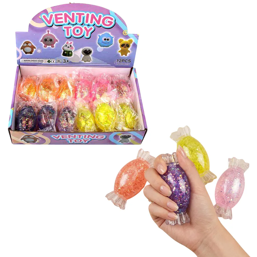 Glitter Candy Squeeze Squishy Fidget Kids Toy- Assorted — wholesale Fidgets & Sensory by the case