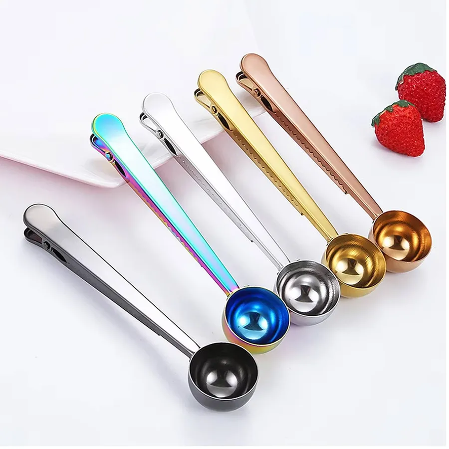 Stainless Steel Coffee Scoop Clip - Bag Sealer, Gold — wholesale Bags & Backpacks by the case