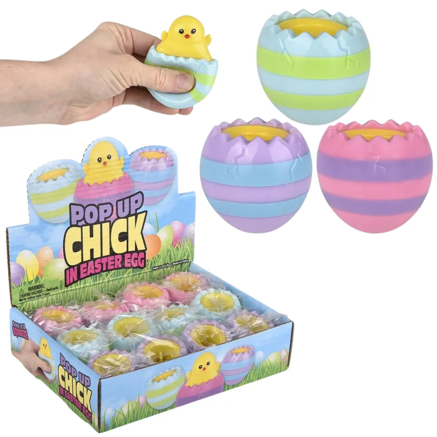 Easter Pop-Up Hatching Chick Squeeze Toy – 3" Fun — wholesale Fidgets & Sensory by the case