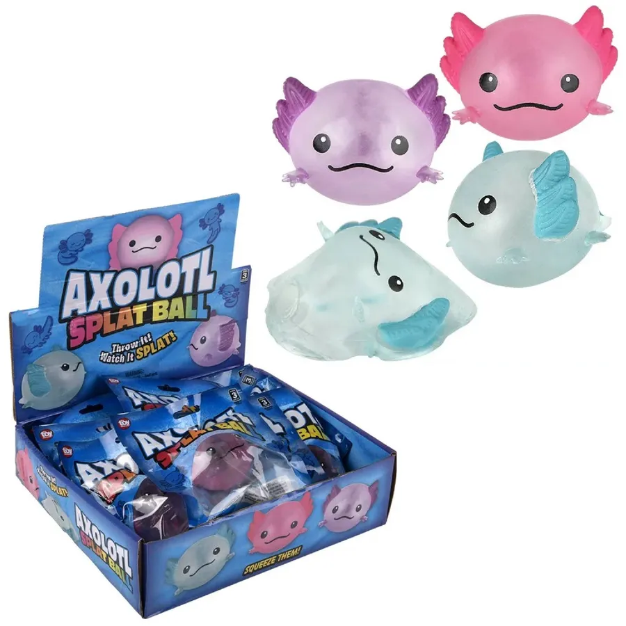 Axolotl Splat Squeeze Kids Toy- Assorted — wholesale Fidgets & Sensory by the case