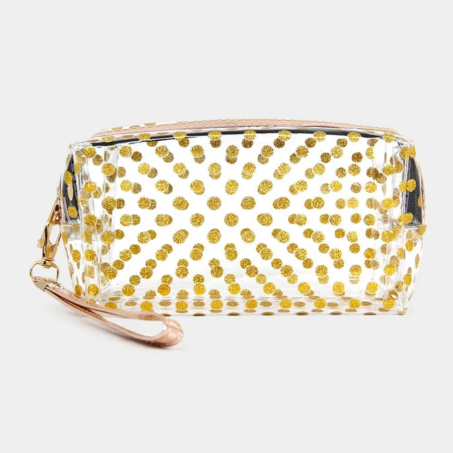 Glitter Cosmetic Pouch Makeup Bag - Printed Dots, Assorted — wholesale Bags & Backpacks by the case