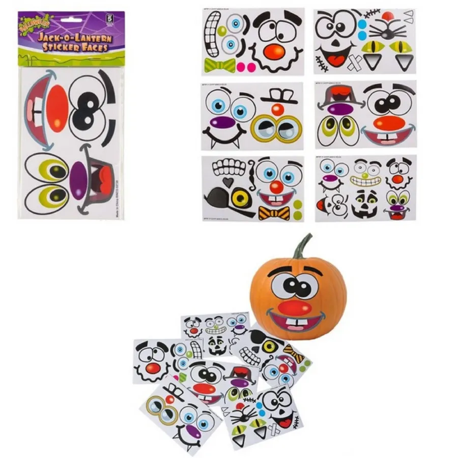 Halloween Pumpkin Decorating Face Stickers — wholesale Seasonal & Holiday by the case