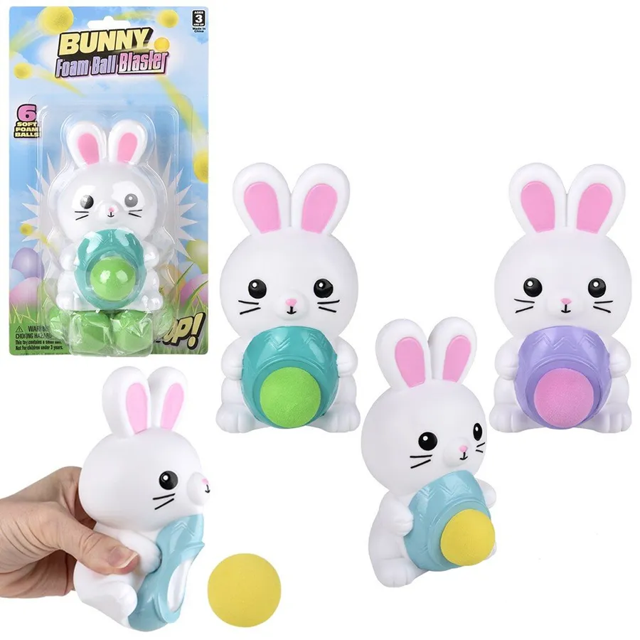 Easter Bunny Foam Ball Blaster Kids Toys- Assorted — wholesale Seasonal & Holiday by the case