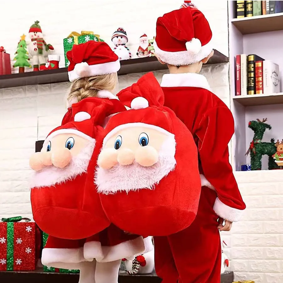 Santa Claus Fabric Gift Bag - Reusable Holiday Drawstring Sack, Large — wholesale Seasonal & Holiday by the case