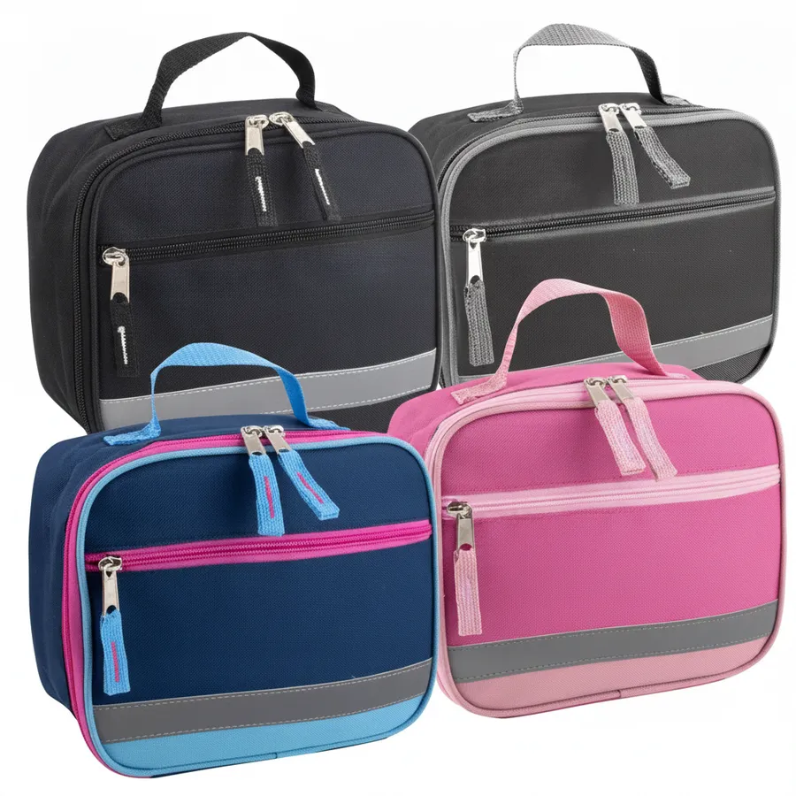 Insulated Lunch Bag Tote with Reflective Strap, 4 Colors — wholesale Bags & Backpacks by the case