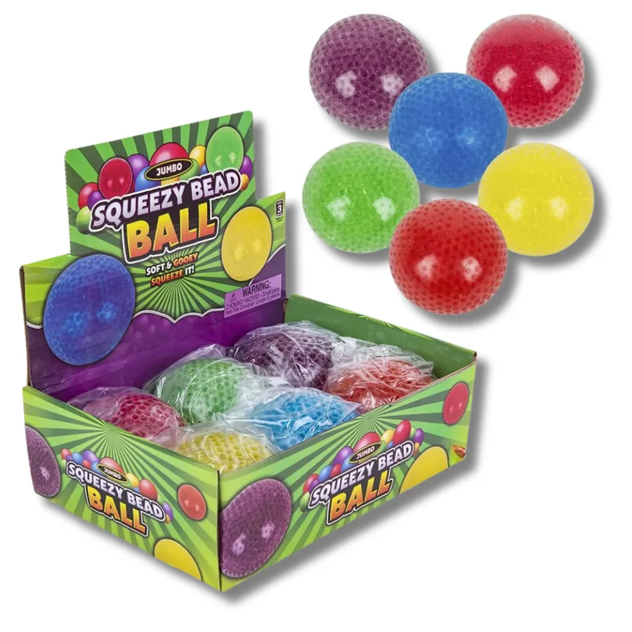 Jumbo Squeezy Fidget Bead Ball Kids Toy- Assorted — wholesale Fidgets & Sensory by the case