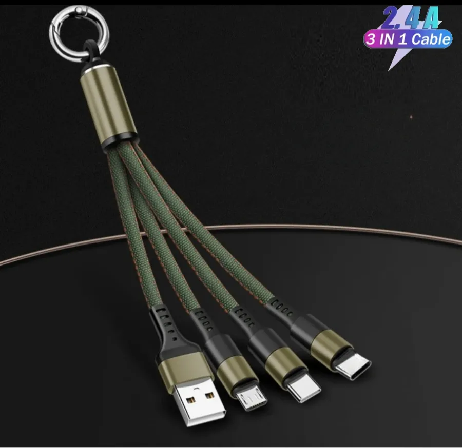 0907GG AOSOTUK 3 in 1 USB Cable For Lightning Type C Micro USB Fast Charging Cable For iPhone 14 Charger Android Phones — wholesale Tech & Gadgets by the case