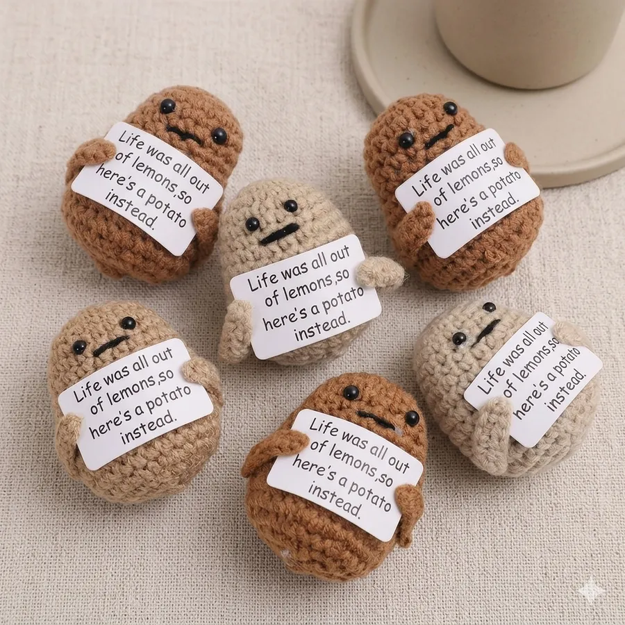 Mini Knitting Potato with Card Home Decor Bulk - Assorted — wholesale Home & Décor by the case