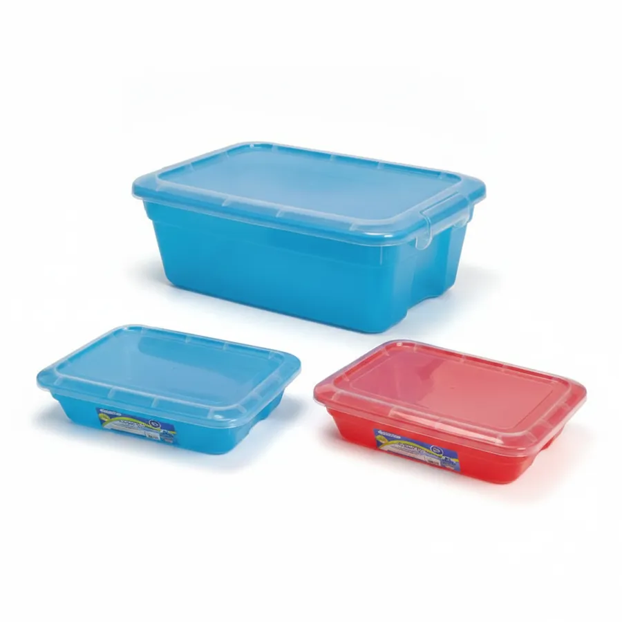 Stackable Storage Bins with Lids - Colorful Pantry Organizer, Set of 3 — wholesale Kitchen & Drinkware by the case