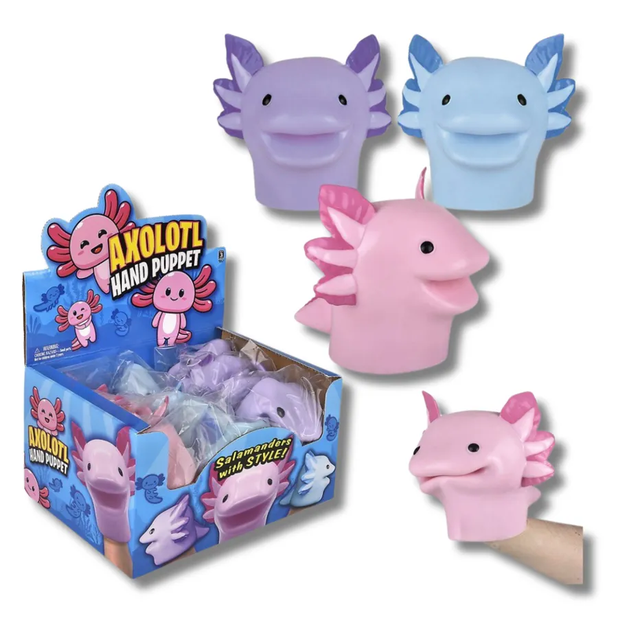 Comfortable Stretchy Axolotl Hand Puppet For Kids - Assorted — wholesale More Wholesale Goods by the case